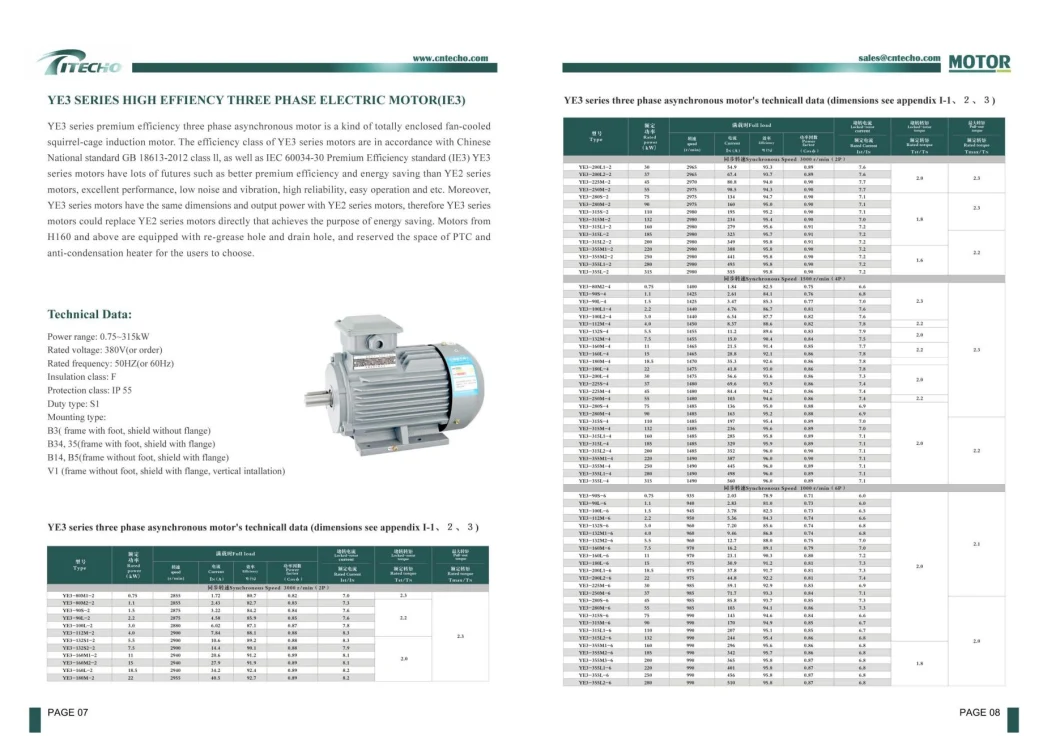 YE3 280kw 373.3HP Series High Effiency Three Phase Electric Motor